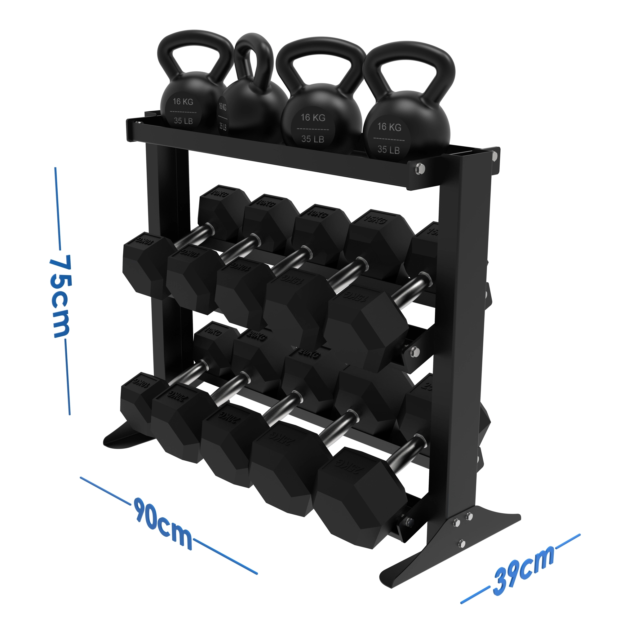 010Fitness 3 Tier Kettlebell Dumbbell Weight Rack Storage Stand - Image 5