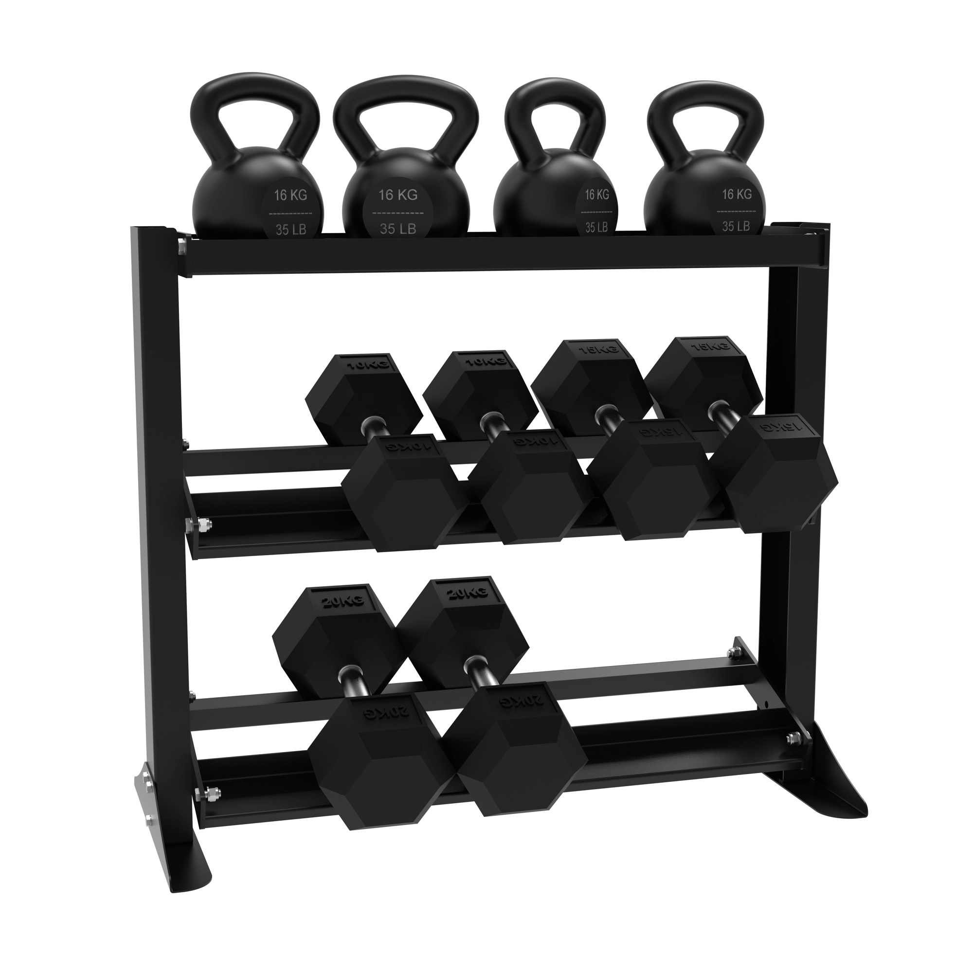 010Fitness 3 Tier Kettlebell Dumbbell Weight Rack Storage Stand - Image 4