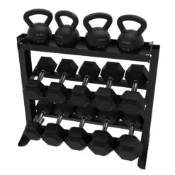 Alternative view of 010Fitness 3 Tier Kettlebell Dumbbell Weight Rack Storage Stand