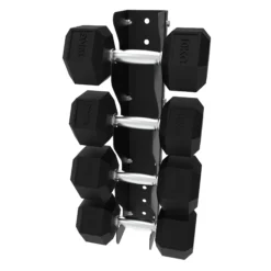 Alternative view of 010Fitness 4-Tier Commercial Wall-Mount Dumbbell Rack – Space-Saving Weight Storage Commercial Gyms